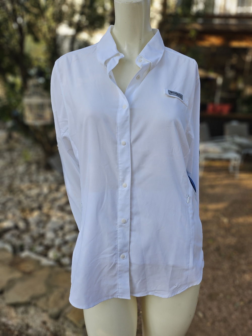 New W Tag Columbia Tamiani II LS Shirt White Women's PFG UPF 40 Button-Down M